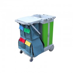 施達 4色垃圾分類清潔服務手推車 配趟門儲物箱